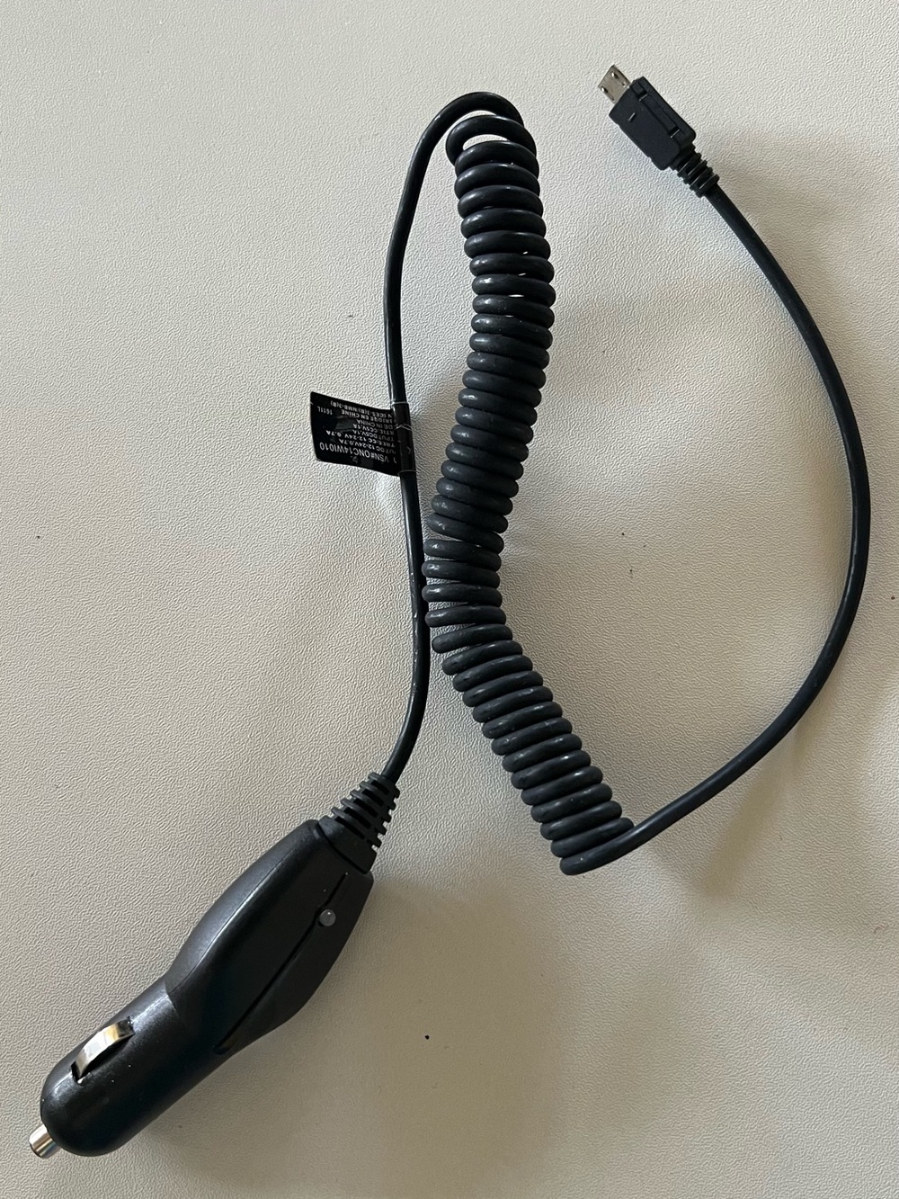 Black Coiled Car Charger Cable with Micro-USB